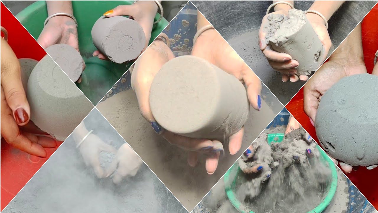 Asmr- Pure cement super soft dusty  dry+ water💦💦 crumbling 🤗🤗 super satisfying compilation🤠