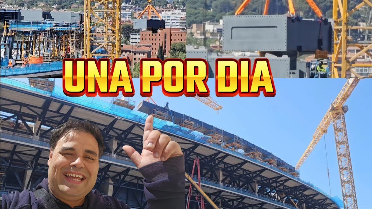 LA CUBIERTA DEL CAMP NOU TOMA FORMA. Obras en el Camp Nou. 