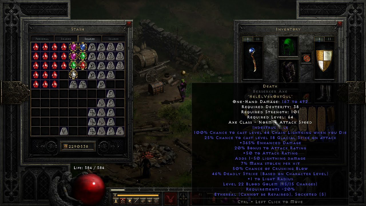 Death Ethereal Berserker Axe rolling Diablo 2 Resurrected