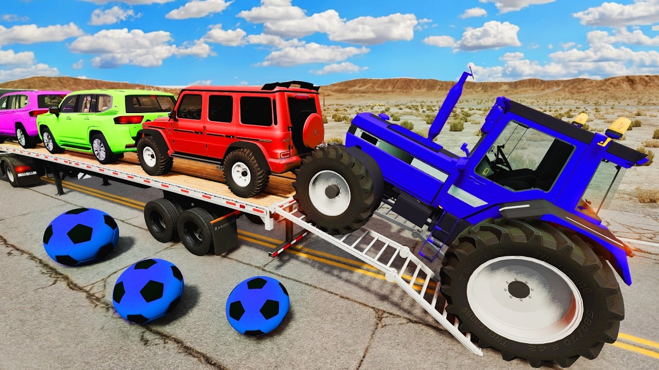 Flatbed Truck Mcqueen | Transportation with Truck - Pothole vs Car #9 - BeamNG.Drive