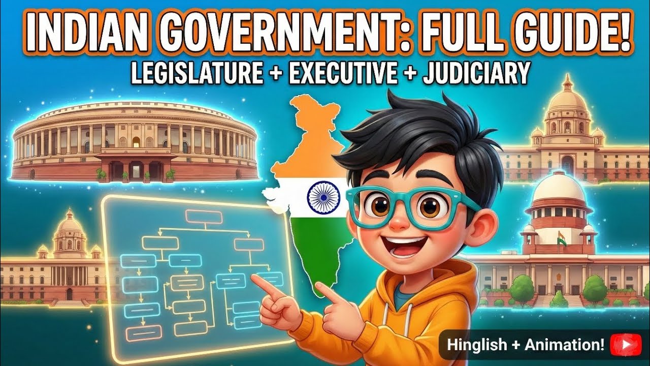 How Government of India Works? | Legislature, Executive & Judiciary Explained for Kids!