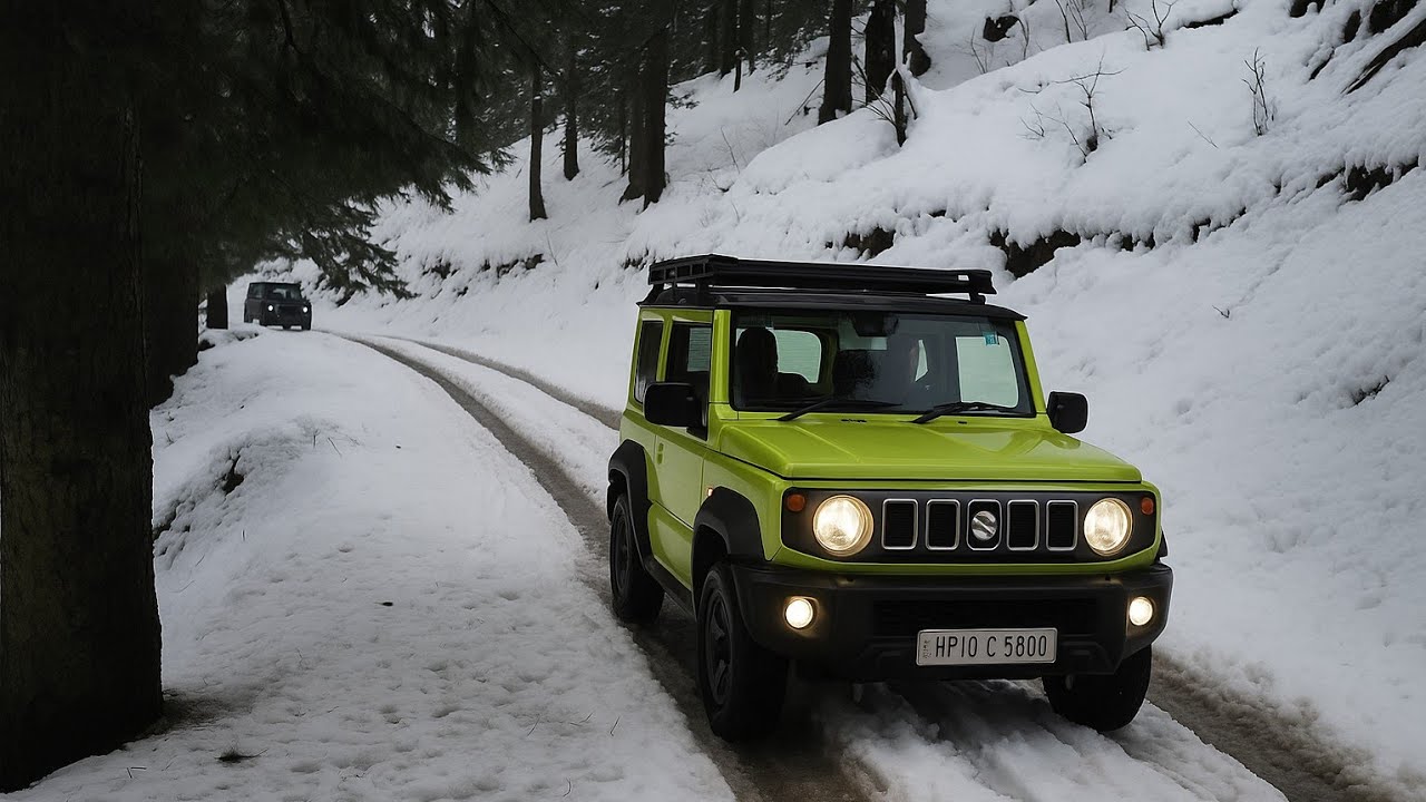 Maruti Suzuki Jimny with stock tyres.!!performance !! Snow ride !! ⛄❄️🏔️#jimny #tyre