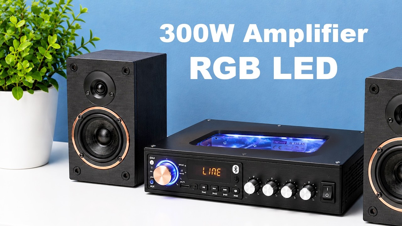 DIY 300W Party Amplifier with RGB Lights | Bluetooth Karaoke power TPA3116D2 | wooden box casing