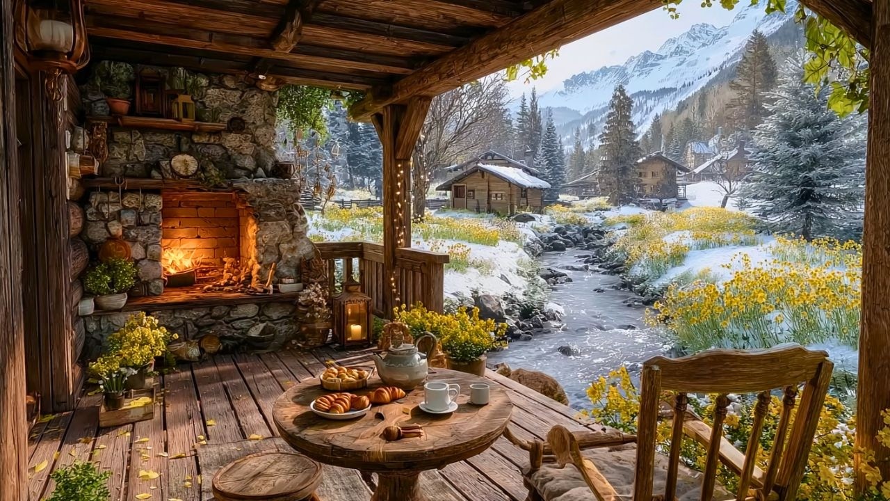 Snowy Riverside Comfort 🌨️ Campfire and Nature Sounds to Instantly Calm and Refresh You