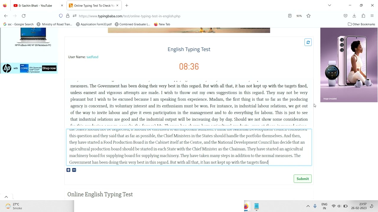 ssc cgl typing practice day-4 : ssc cgl free typing practice online