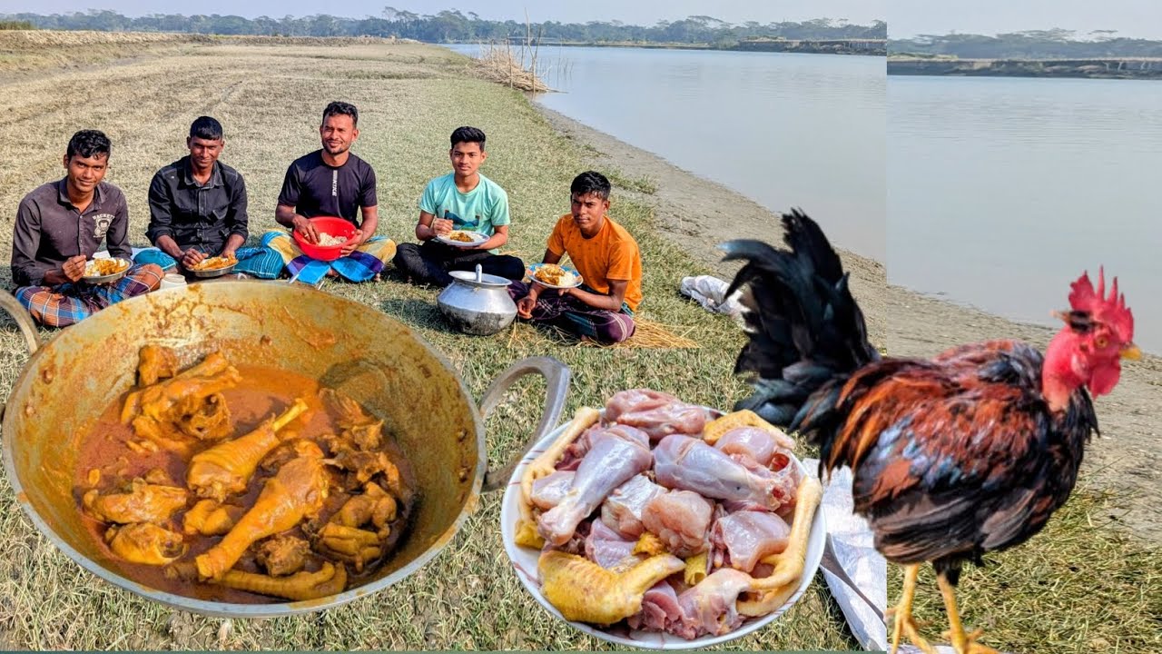 চরে নদীর কূলে বসে দেশি রাওয়া দিয়ে ছোট ভাইদের নিয়ে পিকনিক|#villagecooking #picnic 