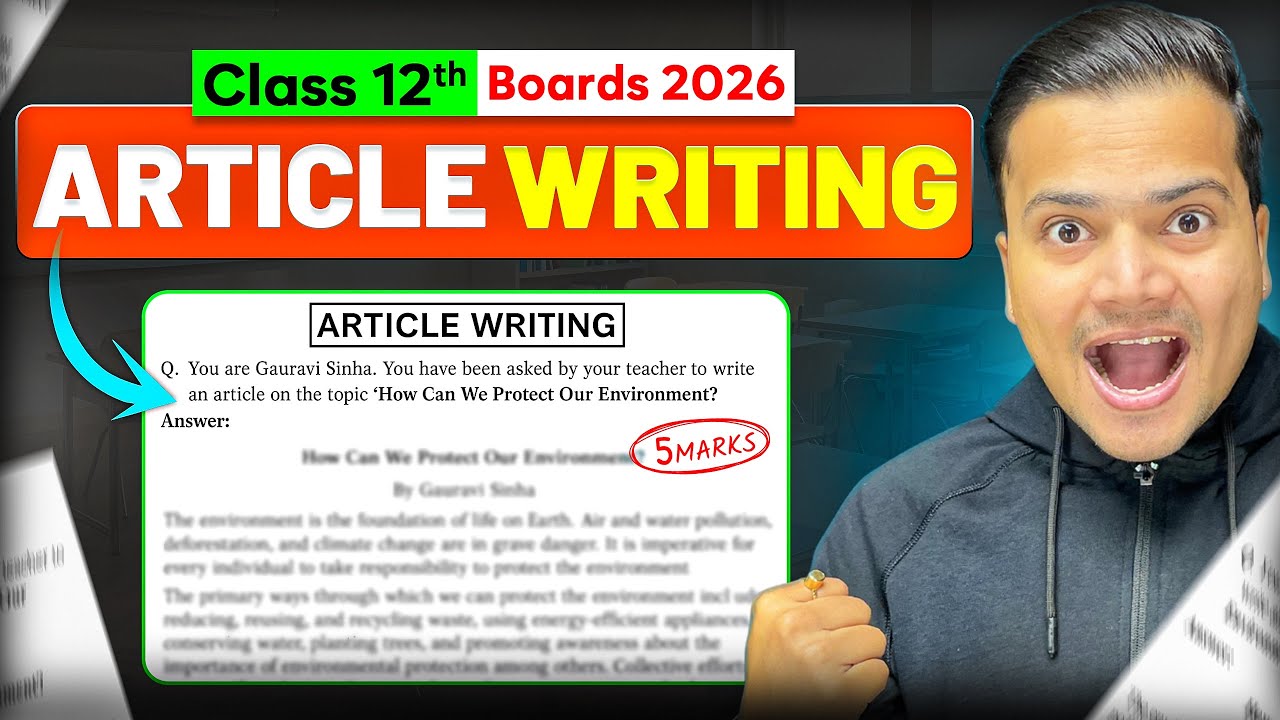 🔥 Article Writing in English | Class 10, 11, 12 | FORMAT With FIX LINES | Board 2026