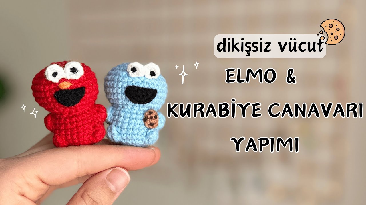 Amigurumi Kurabiye Canavarı ve Elmo Yapımı - Anahtarlık