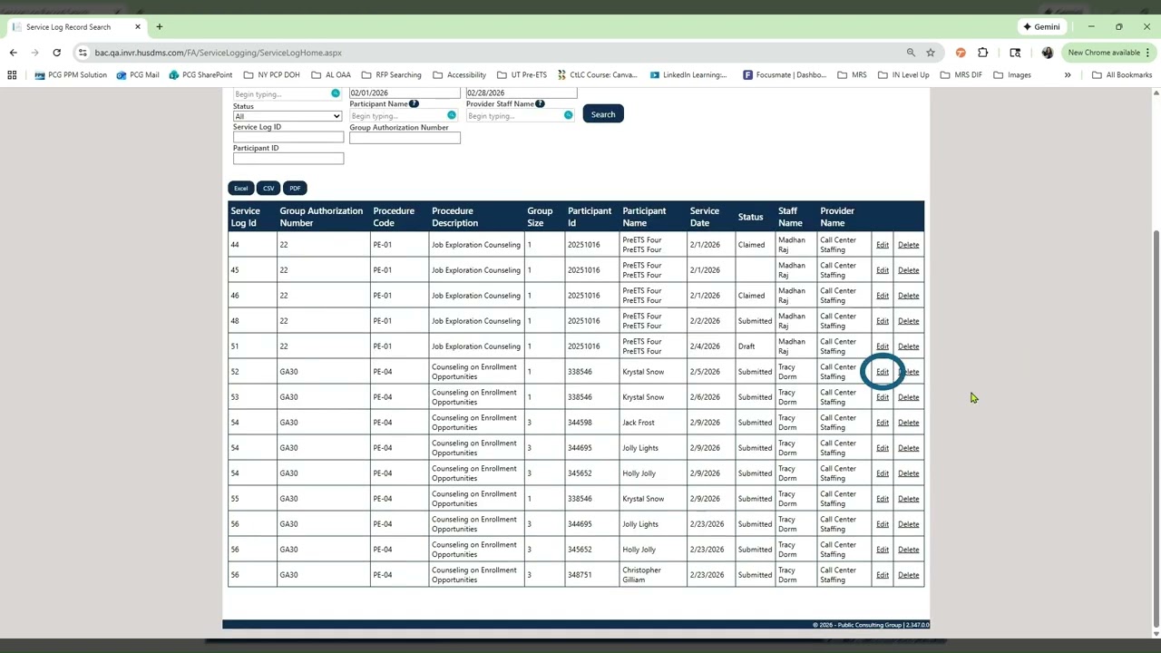 How to View and Delete Service Logging