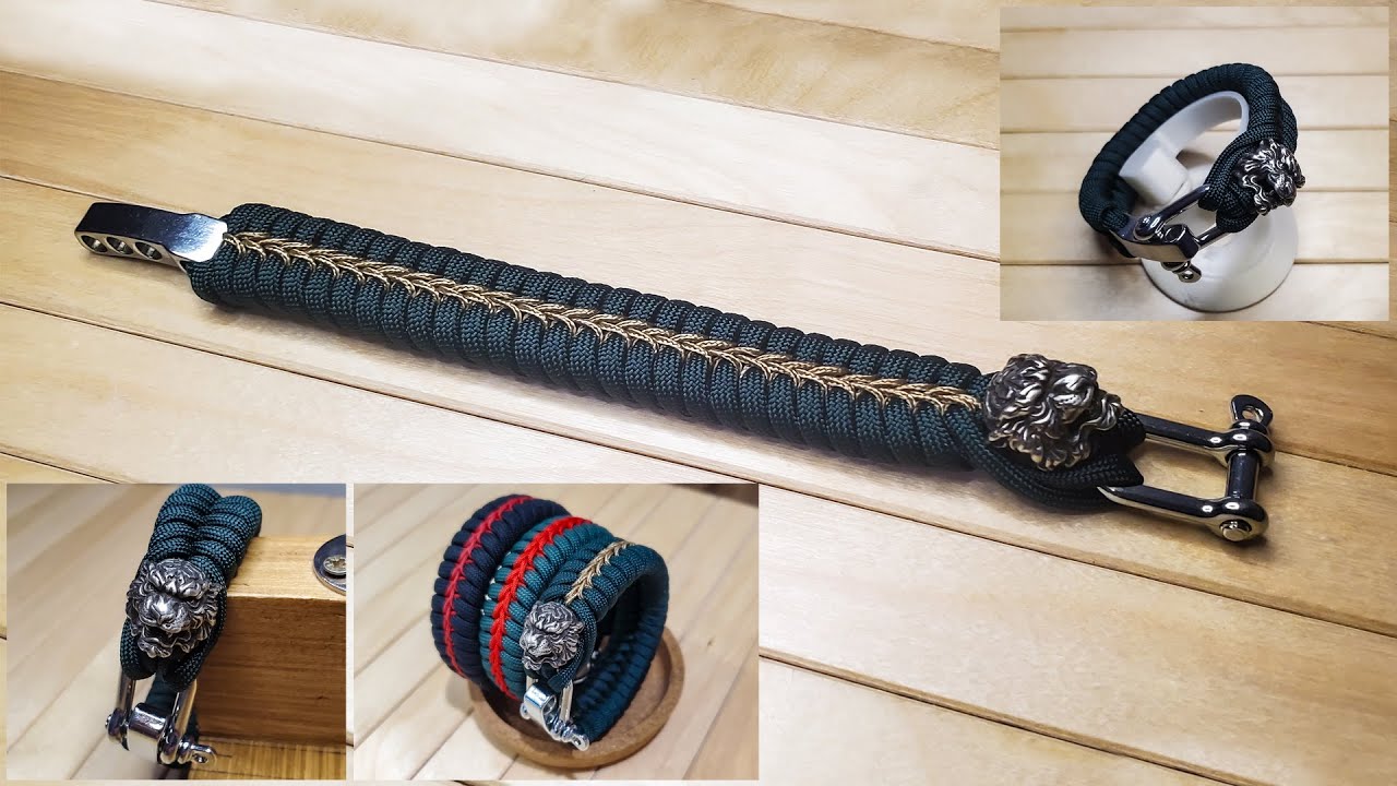 How To Make Stitched Fishtail Paracord Bracelet  With Tiger Head