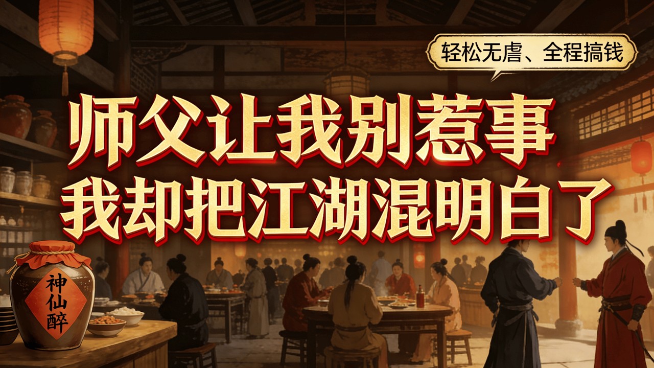 《師父叫我別惹事，我卻把江湖混透了》我穿越成武俠世界的棄嬰，靠著江湖閱歷與眼力識破千鏢堂掌櫃的真實身分。一句話便勸退兩大幫派的廝殺，不動刀兵、不傷人命，憑藉智慧謀生賺錢，這江湖我是混定了！