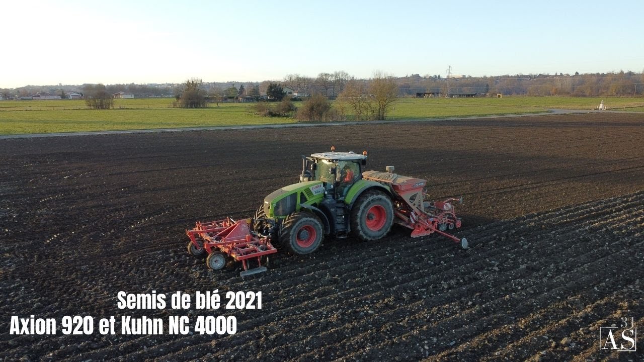 🤩 Un Axion 920 pour les derniers semis de blé ! Claas Axion 920/Kuhn Combiliner Venta NC 400 !