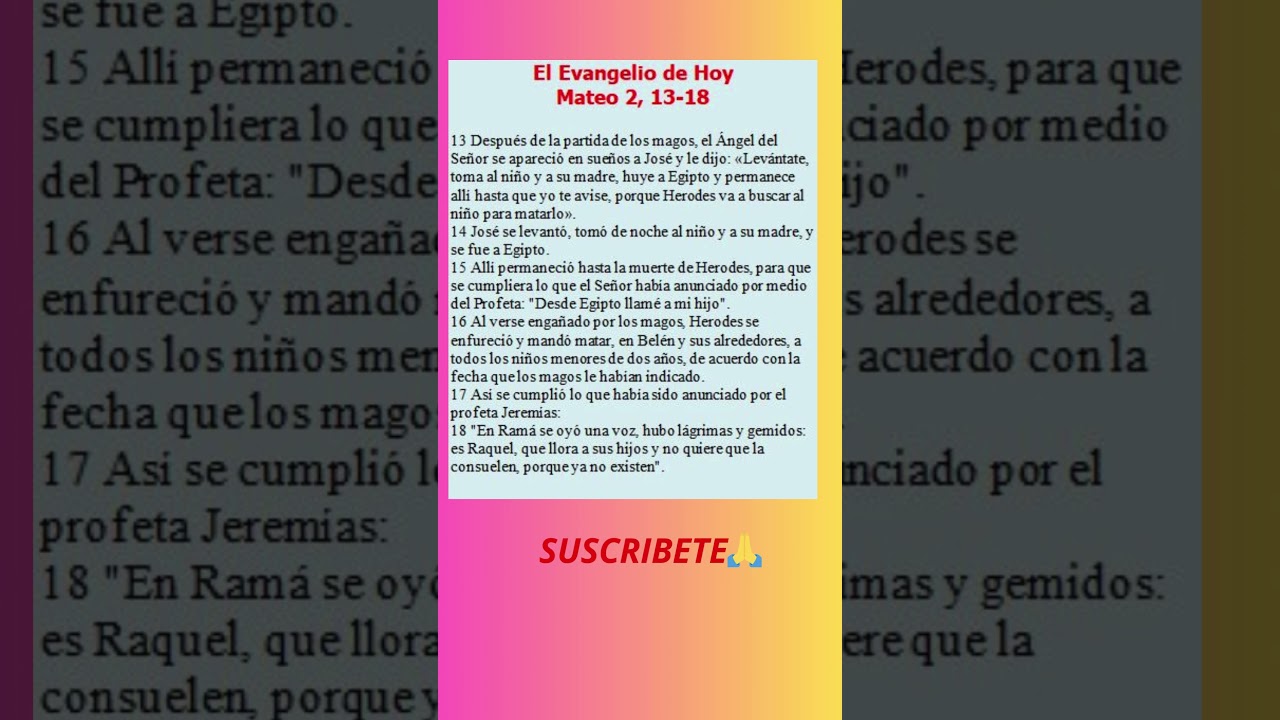 Evangelio de Hoy, 28 Diciembre, Mateo 2, 13-18