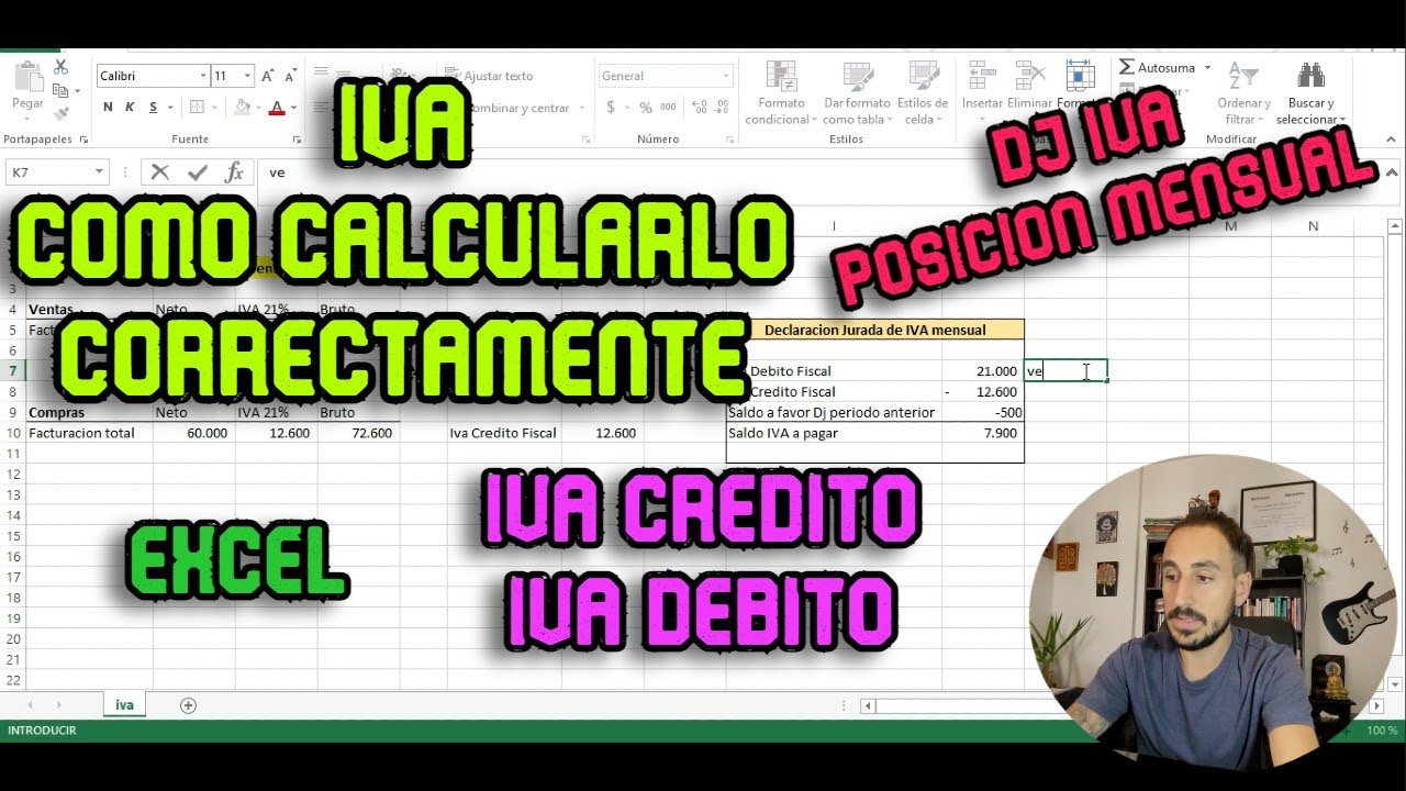 Como Calcular el IVA CORRECTAMENTE en EXCEL | Credito Fiscal Debito Fiscal Posicion mensual de la DJ