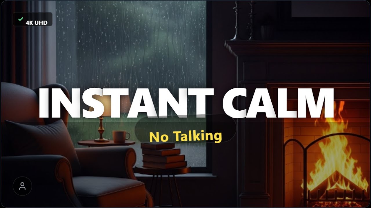Heavy Rain Sounds with Fireplace Ambience for Deep Sleep