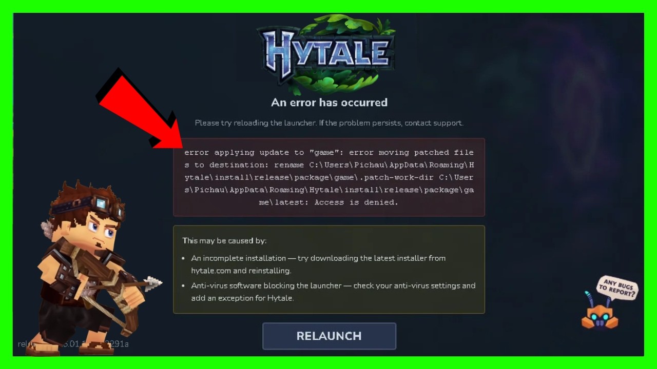 Как исправить ошибку Hytale при перемещении исправленных файлов в целевое местоположение