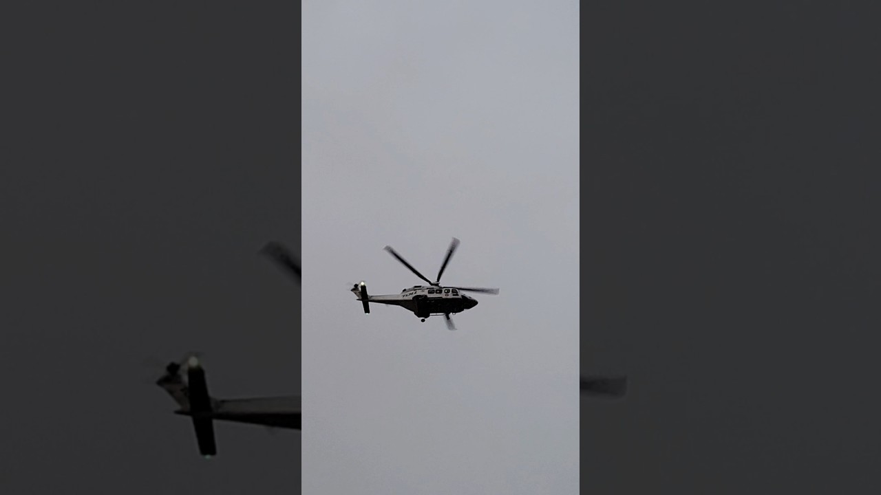 Heli taking off in the rain..