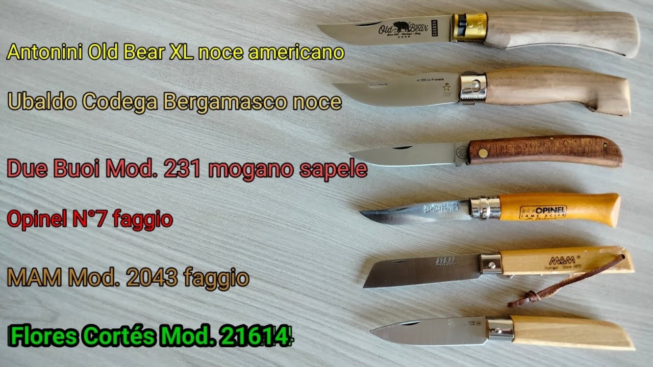 Sfida all'essenzialità Old Bear, Codega Bergamasco, Due Buoi, Opinel, MAM, Flores Cortes