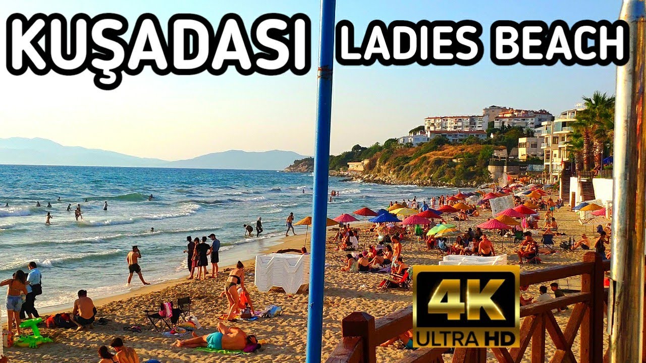 KUŞADASI LADIES BEACH WALKING TOUR | KADINLAR PLAJI KUŞADASI TÜRKIYE | 25 June 2022 | 4k UHD 60fps