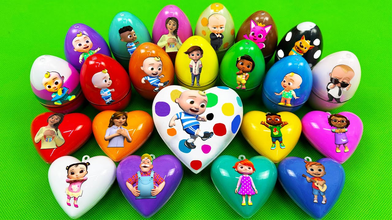 Finding Pinkfong, Cocomelon Rainbow Eggs, Heart with Clay ! Satisfying ASMR Videos