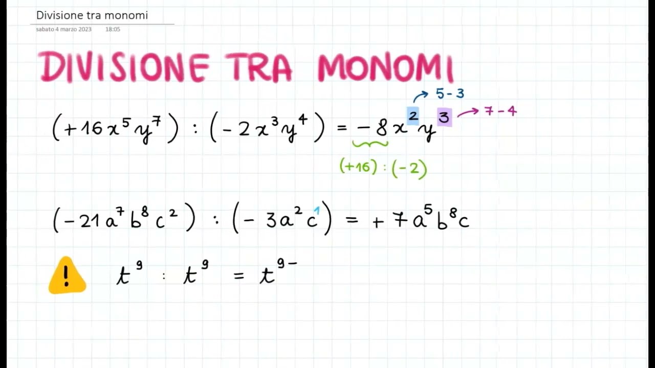 Divisione tra monomi