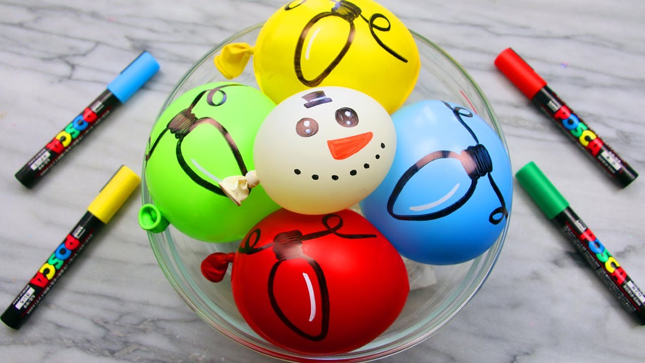 Holiday Christmas Slime Coloring with Balloons & Chalk Markers! Satisfying Slime ASMR Video #18!