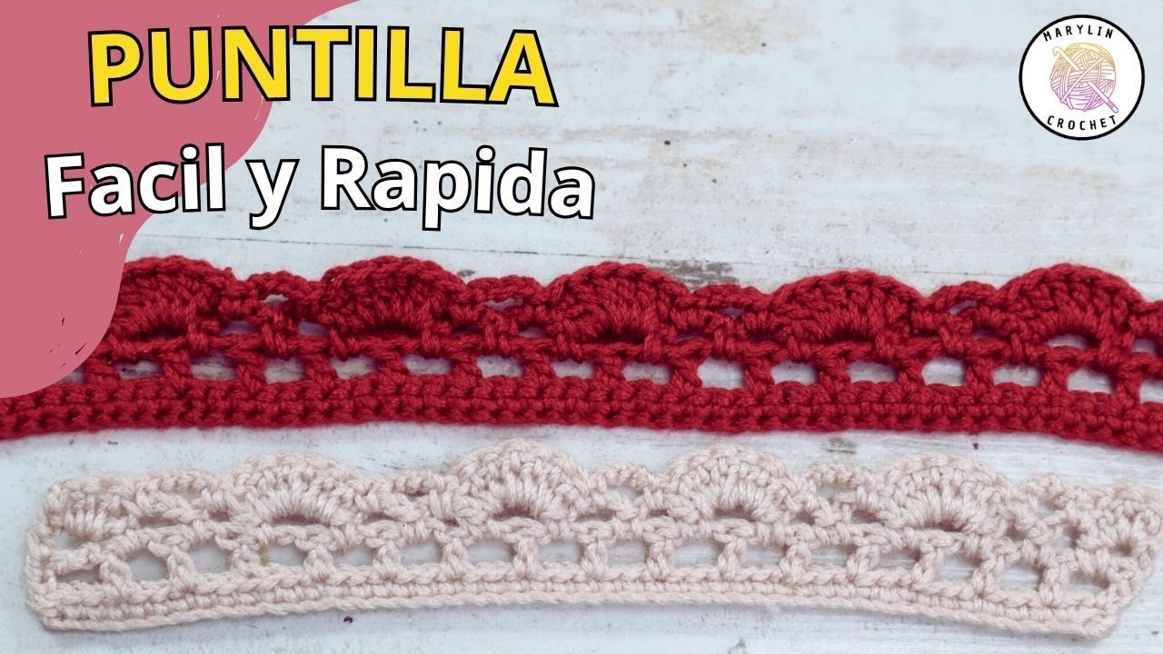 Puntilla de crochet FÁCIL y rápida  Orilla decorativa   Ideal para toallas y servilletas”