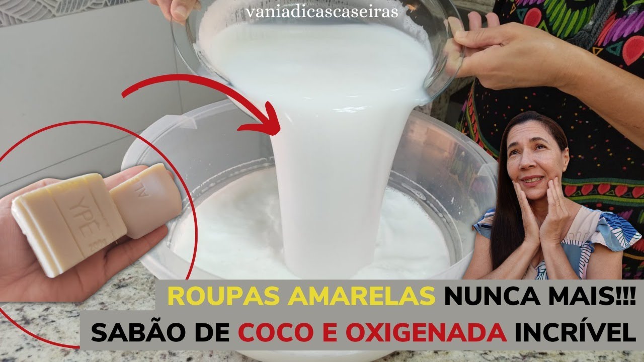 🔴PARECE MÁGICA! SABÃO DE COCO E OXIGENADA TIRA O AMARELO DAS ROUPAS NA HORA!!