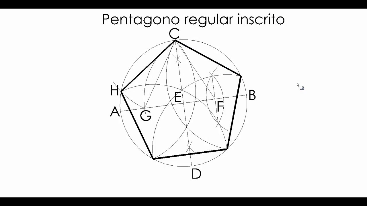 Geometría descriptiva: Pentagono regular inscrito