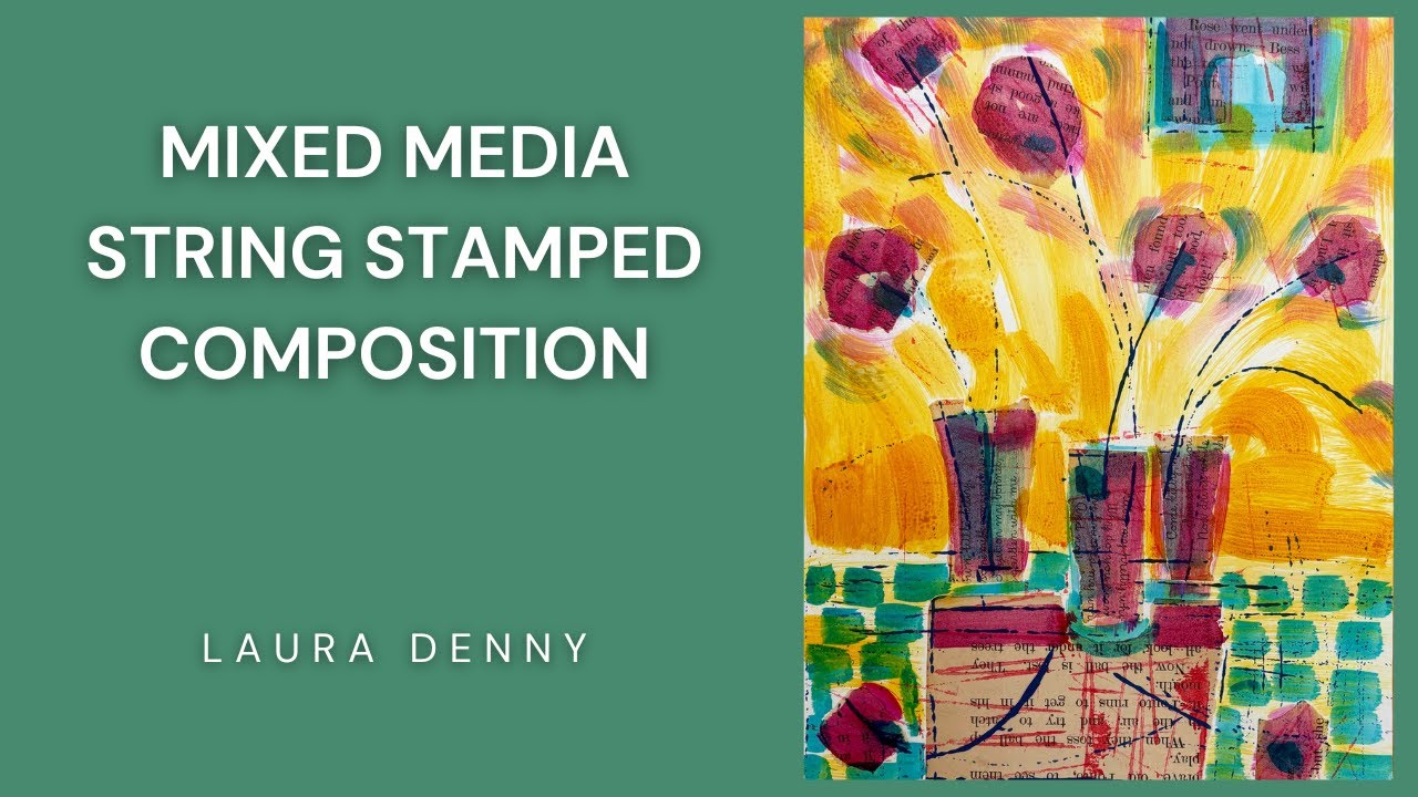 Mixed Media String Stamped Composition