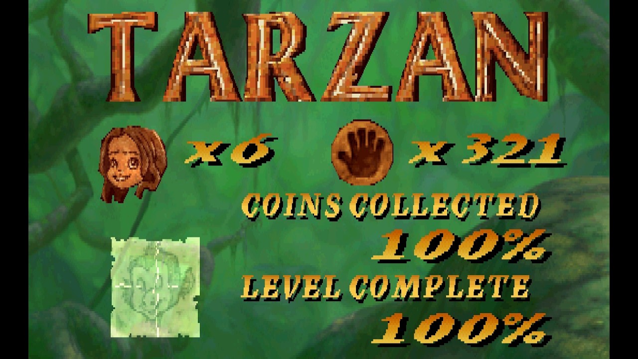 Tarzan - PS1 | Full Game 100% Walkthrough / Playthrough - All Coins, Map Pieces and Tarzan Letters
