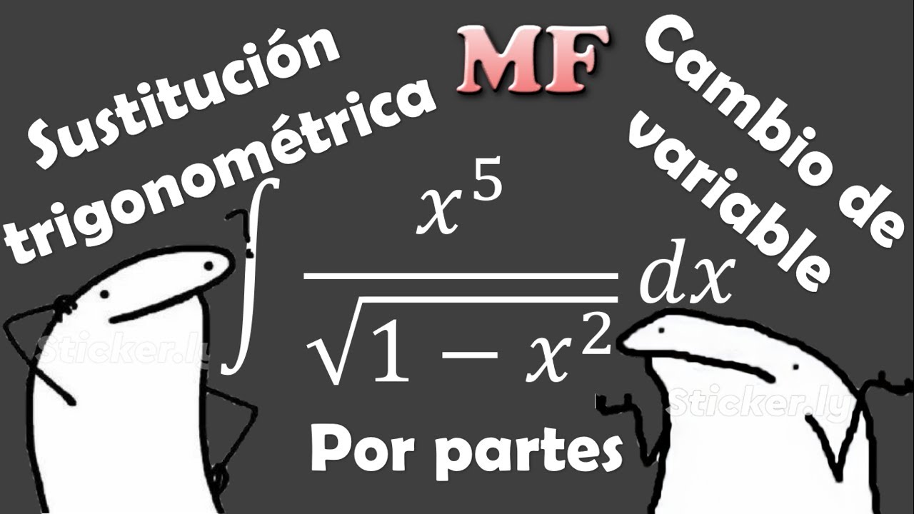 Integral de x^5 entre raíz de 1-x^2 dx, sustitución trigonométrica, cambio de variable y por partes.
