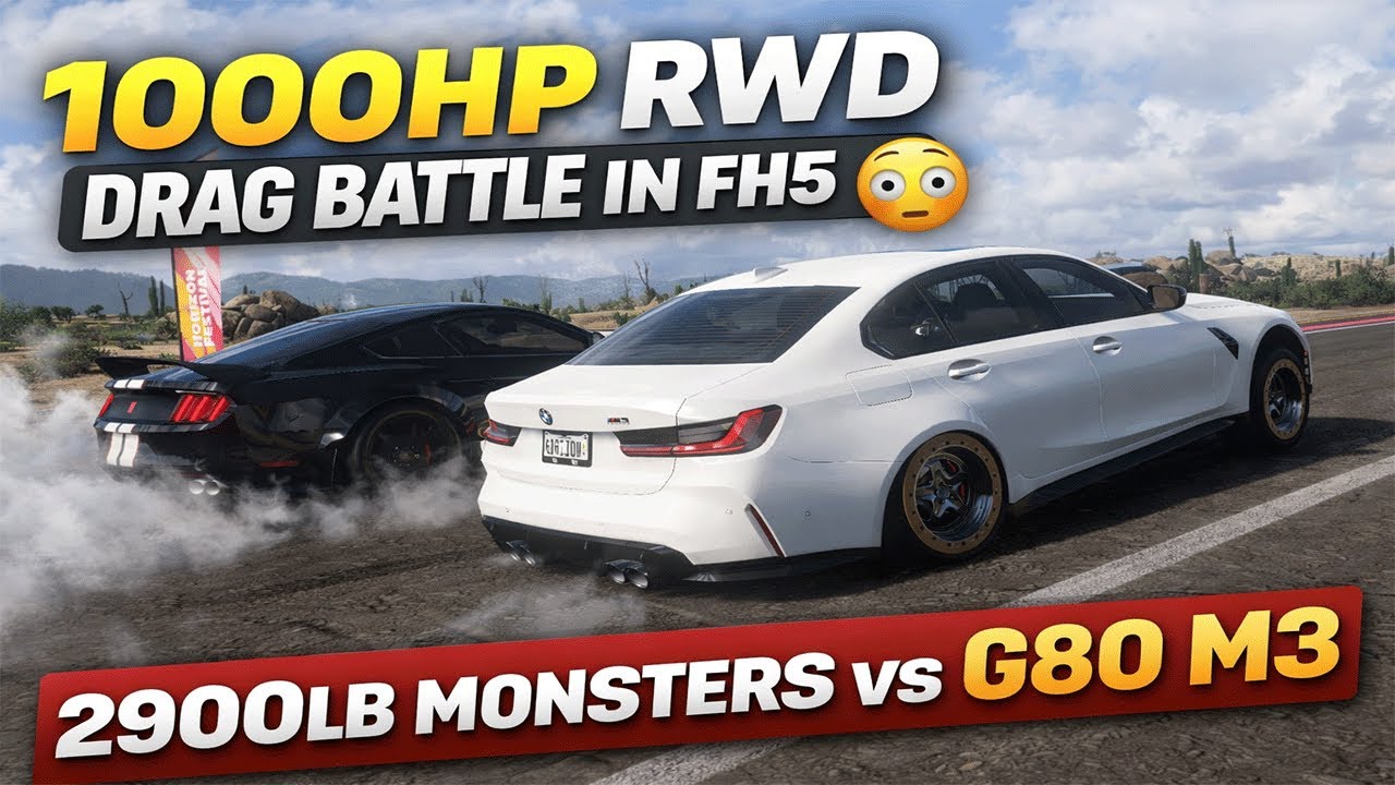 1000HP RWD Drag Battle in FH5 😳 | 2900lb Monsters vs G80 M3