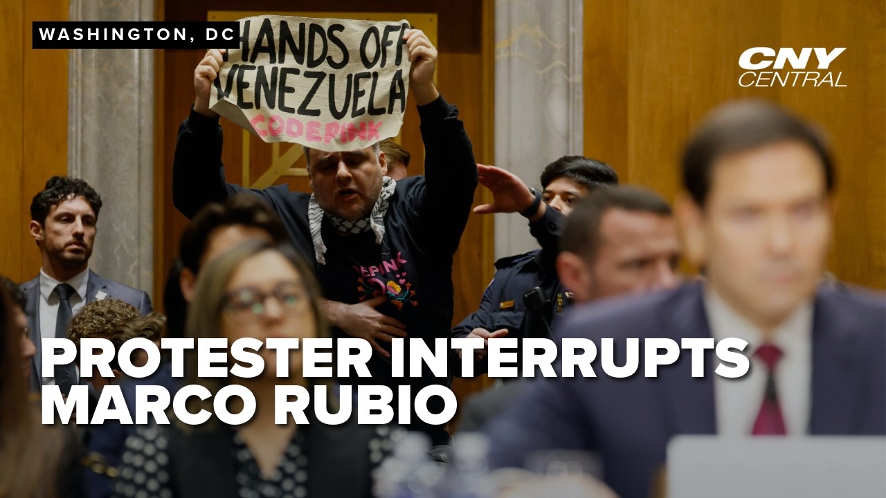 Protester interrupts Marco Rubio's opening remarks as Rubio defends Maduro capture to Senate