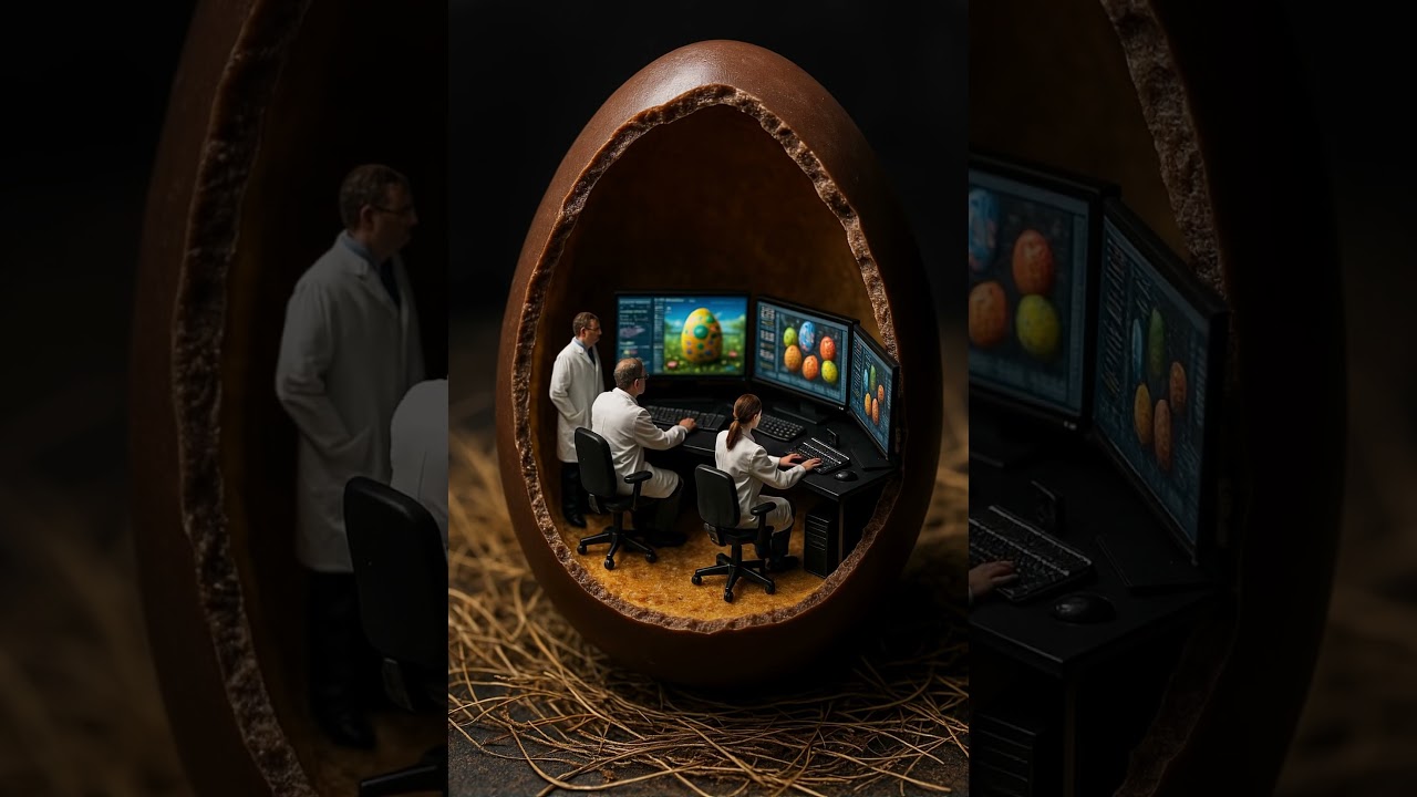 Inside the Chocolate Easter Egg: Tiny Scientists Controlling the Holiday Hunt!
