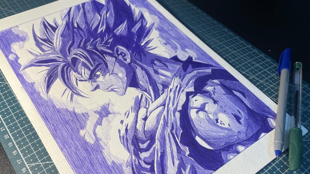 Hatching Shading Technique with Ballpoint Pen for Anime Drawing | Drawing Son Goku