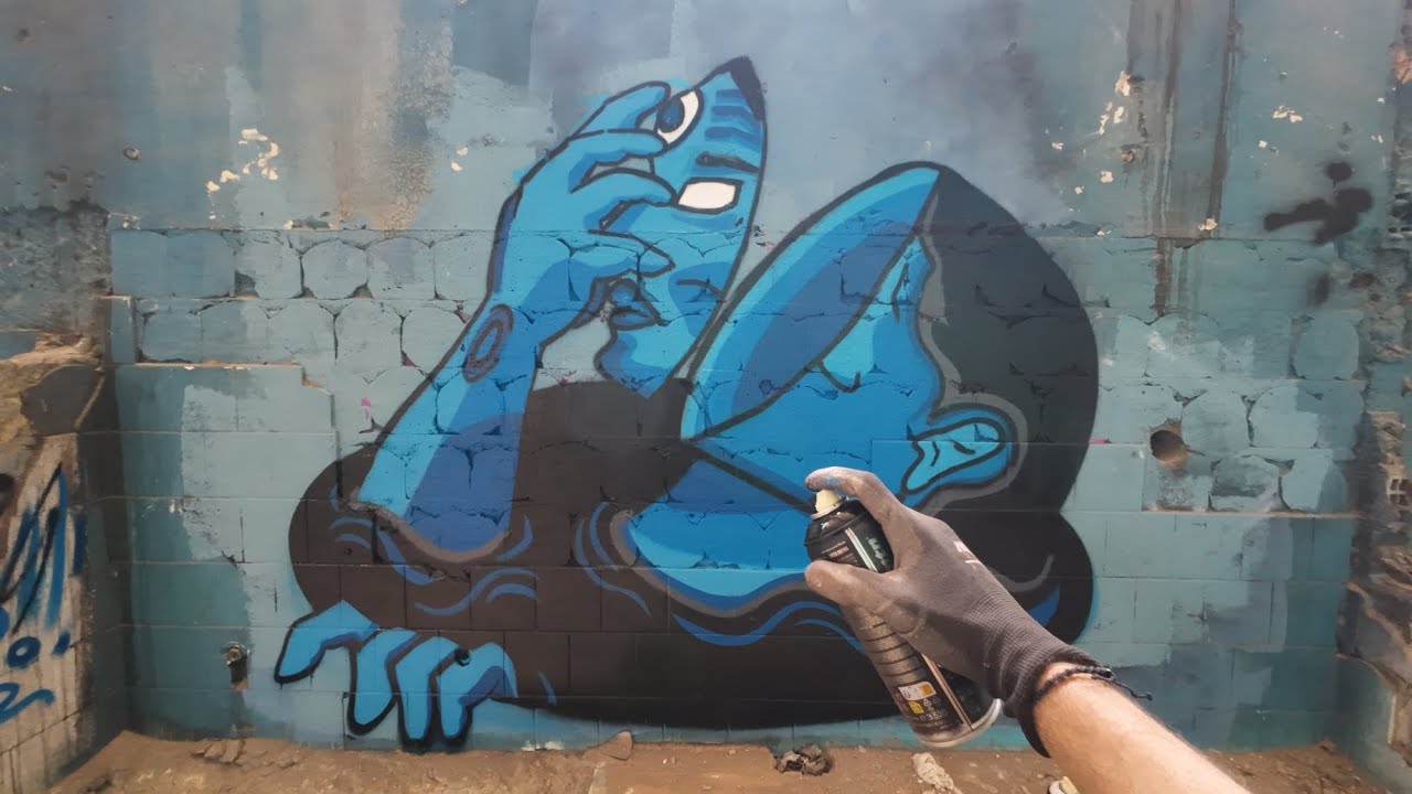 GRAFFITI MONOCROM&Aacute;TICO AZUL