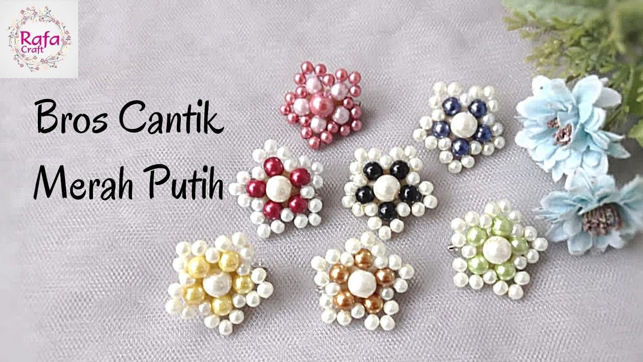 DIY || Bros Mini Mutiara Unik Merah Putih || Red White Pearl Brooch