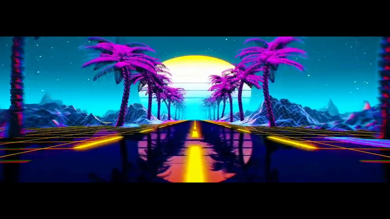 Neon Highway Drive at Sunset | HD Relaxing Screensaver