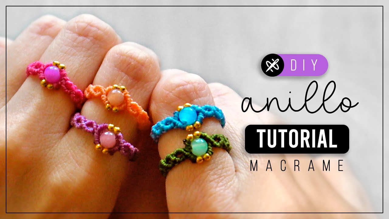 Anillo Facil ⭐️ Como hacer anillo de hilo con cuenta | diy tutorial paso a paso ● macrame ring 316