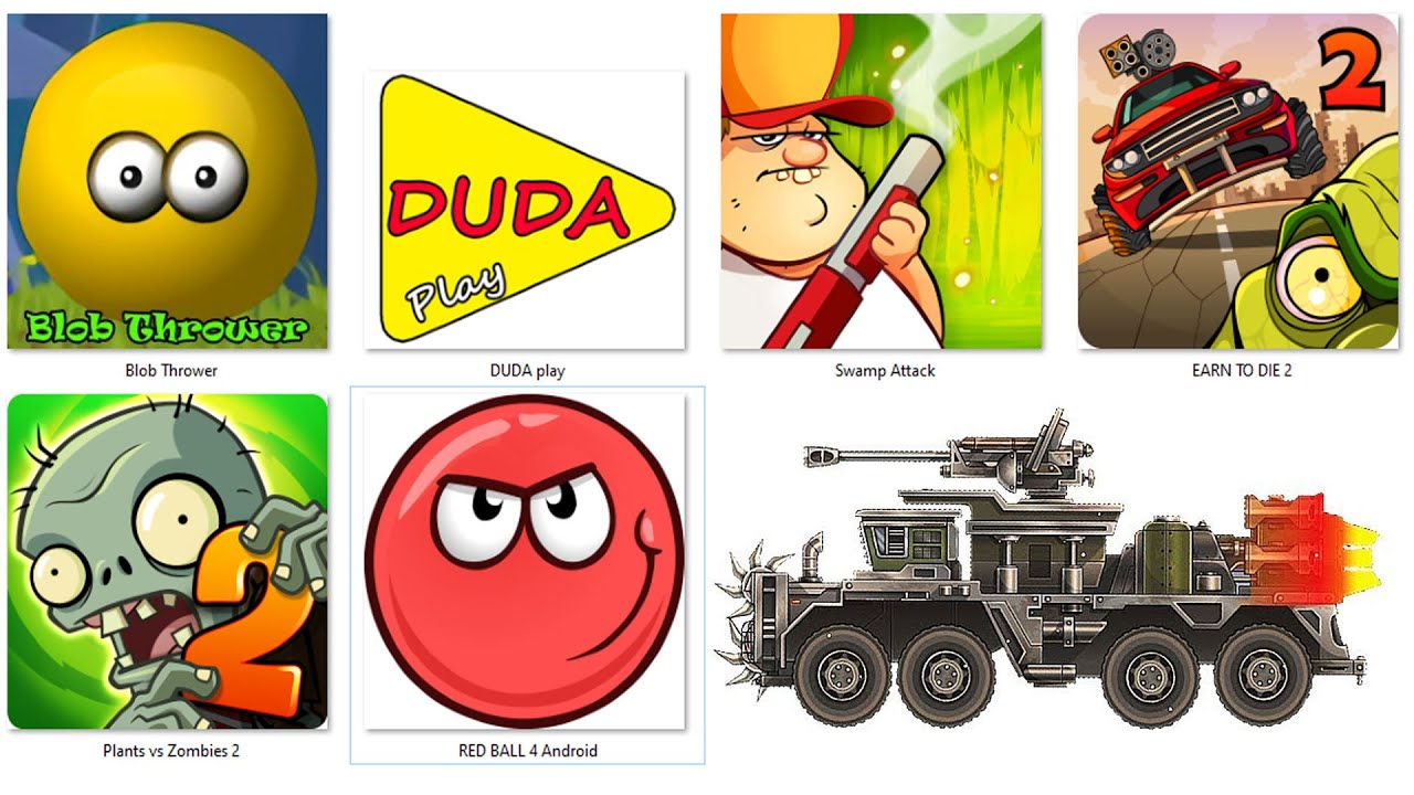 RED BALL 4 Android,Blob Thrower,EARN TO DIE 2,Swamp Attack,Plants vs Zombies 2