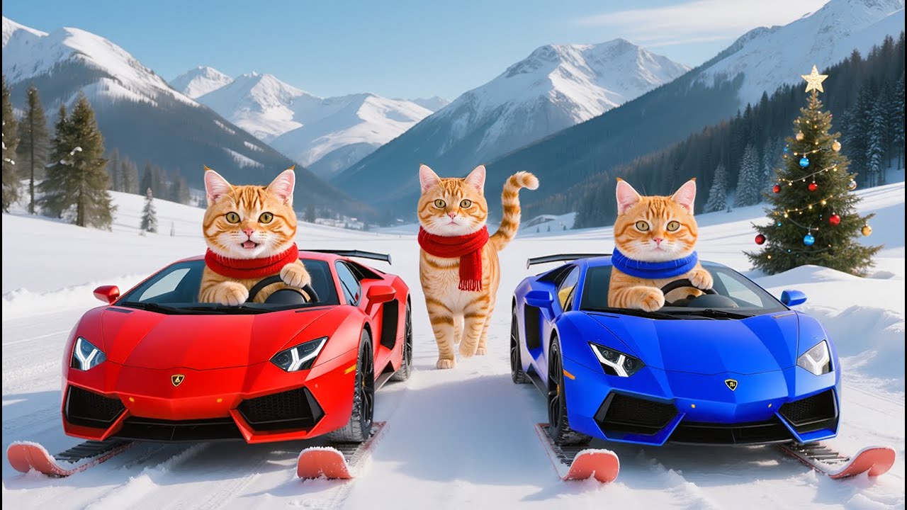 Mama Cat Fixes a Snow Sled and Bakes Fresh Pizza at Home for Her Kitten 🛷🍕🐱