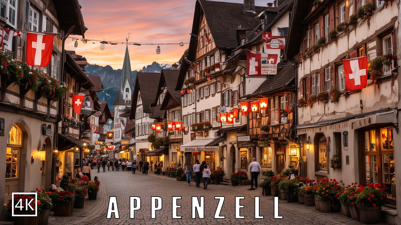 Appenzell Switzerland 🇨🇭 A Dreamy Evening Stroll in Appenzell, Switzerland  4k