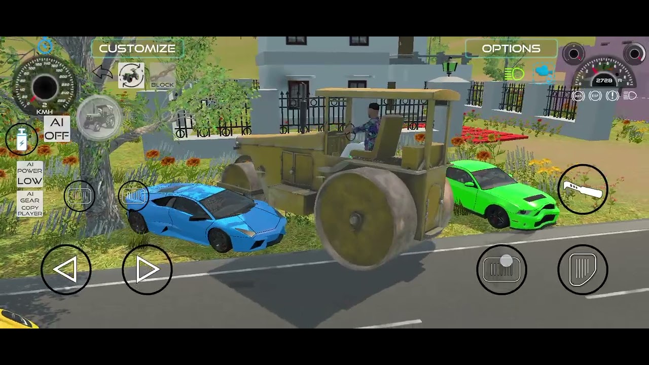 Mustang GT 💚 Porsche 911 💛 Lamborghini Huracan 💙 par Ham chadhane wale hai road roller 😱
