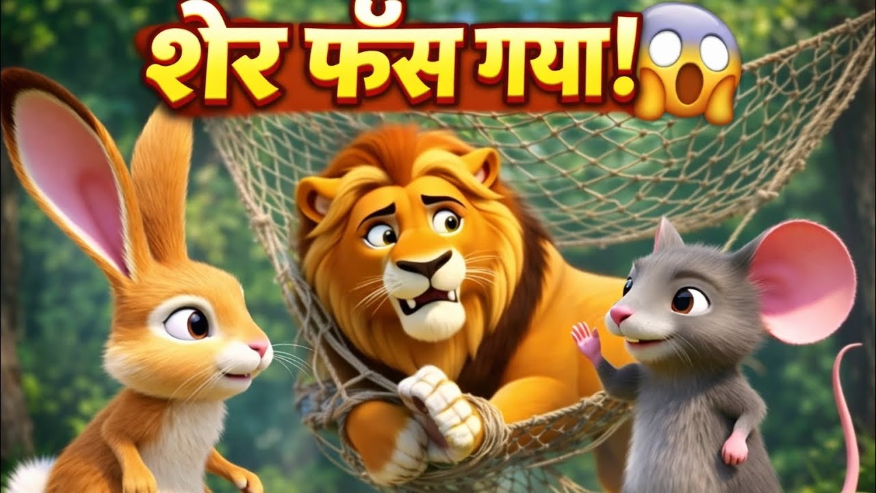 🦁 शेर फँस गया जाल में | 🐭 चूहे ने बचाई जान | 3D एनिमेशन कहानी
