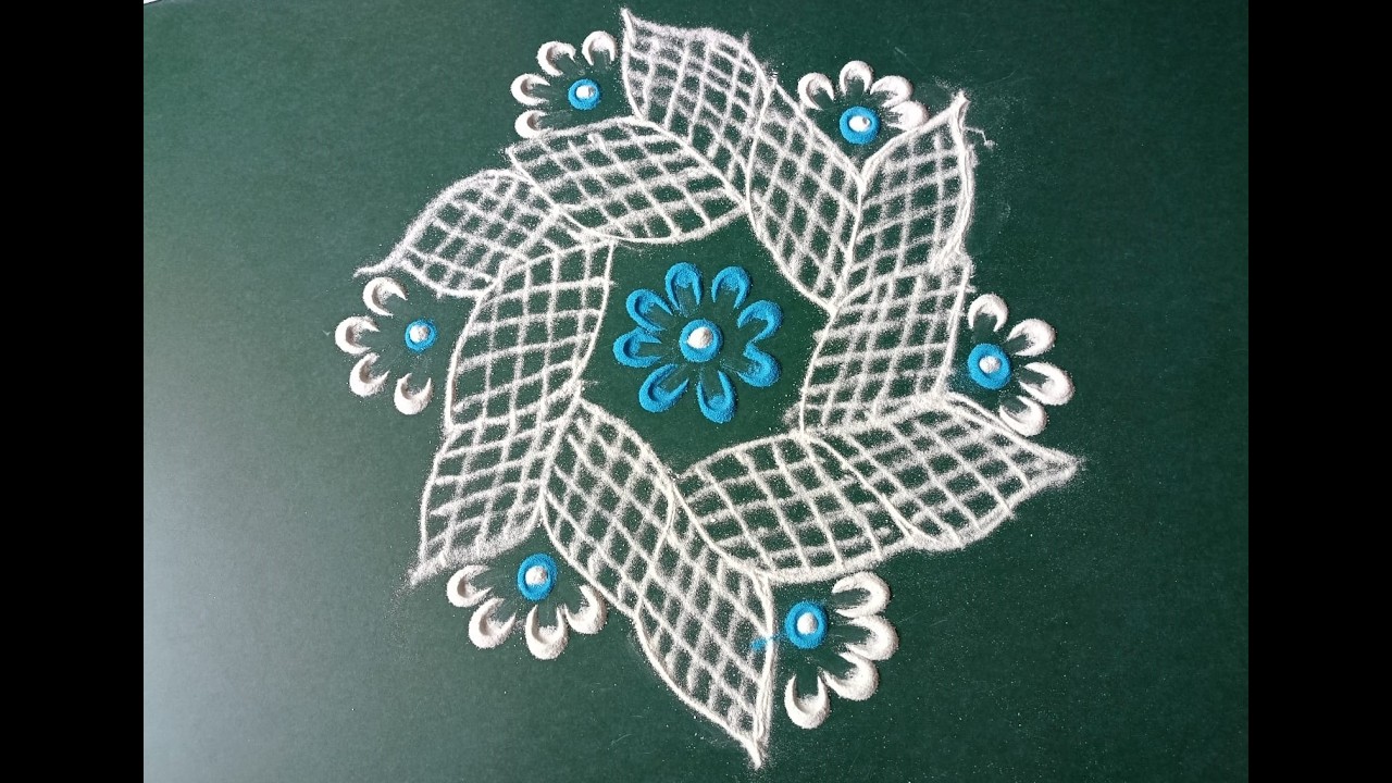 everyday rangoli design | simple and easy rangoli | beautiful dot rangoli | flower rangoli design