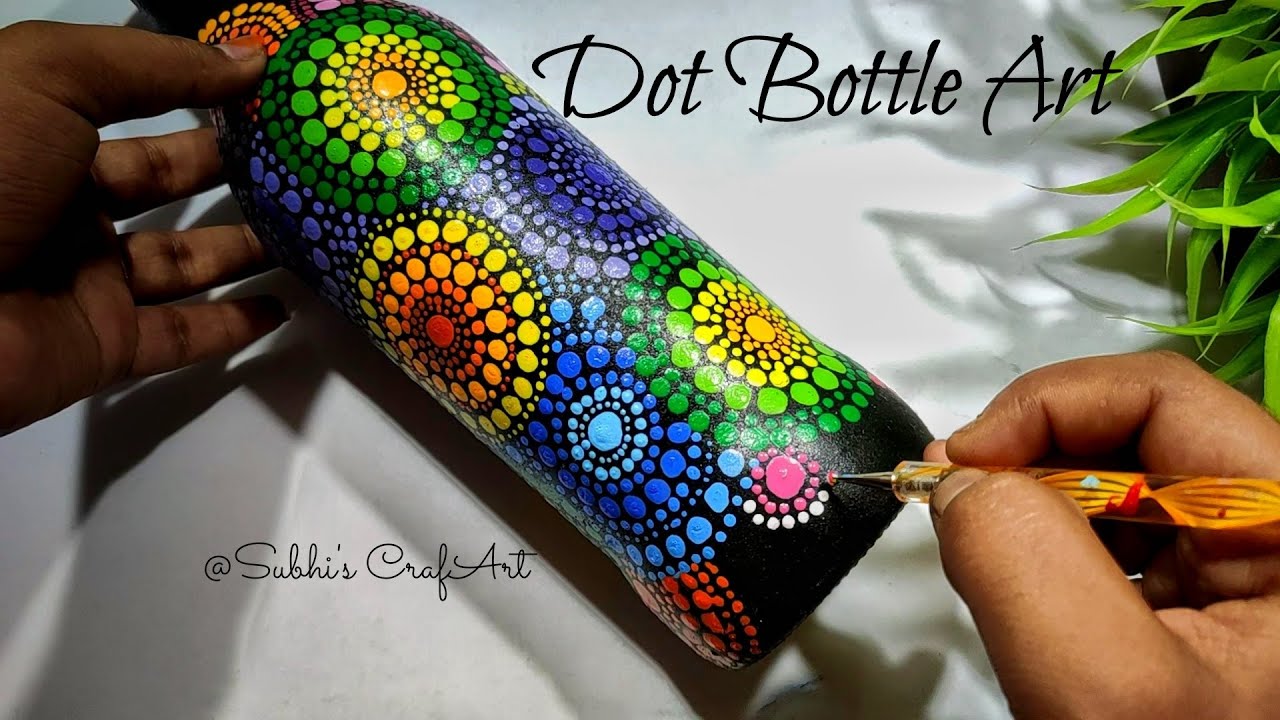 Very Easy dot mandala art on bottle | Dot mandala Bottle Painting | DIY bottle art
