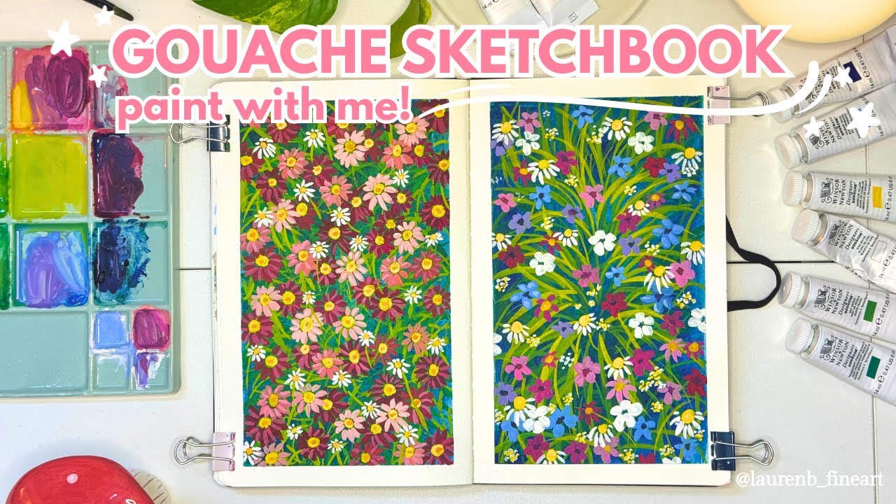 ❀ Painting some simple flowers with gouache! ❀ paint with me ❀