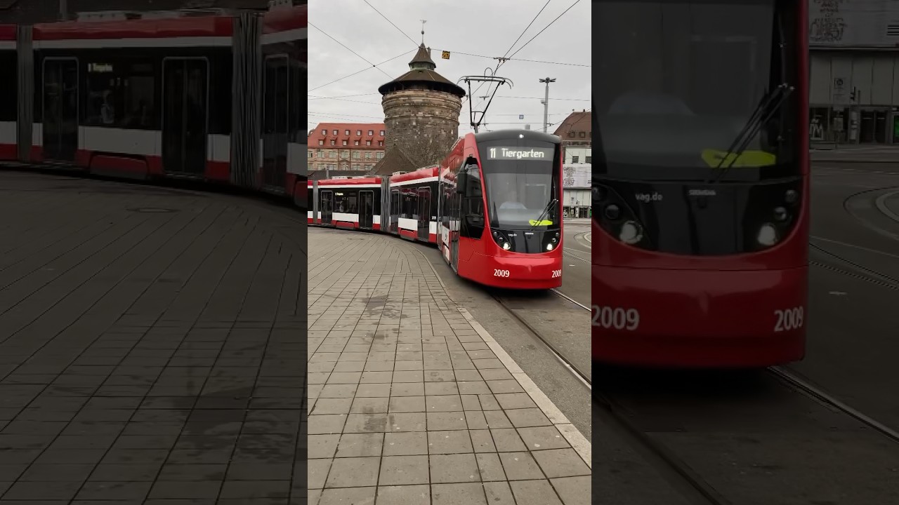 Der neue Siemens Avenio T4.8 der VAG f&auml;hrt in N&uuml;rnberg Hbf als Linie 11 zum Tiergarten ein