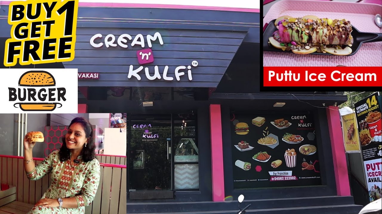 Trying Puttu Ice Cream @ CREAM & KULFI SIvakasi || Burger, Pizza, Falooda,  Fried Chicken ||
